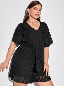 SHEIN Clasi Jumpsuit mit Streifen Muster, Gürtel