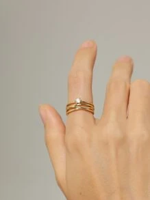 Charm-In Vòng rỗng trang trí bằng đá khối Zirconia - Vàng - Xem 2