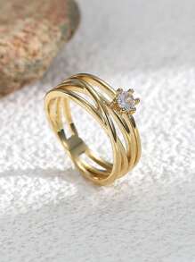 Charm-In Vòng rỗng trang trí bằng đá khối Zirconia - Vàng - Xem 3