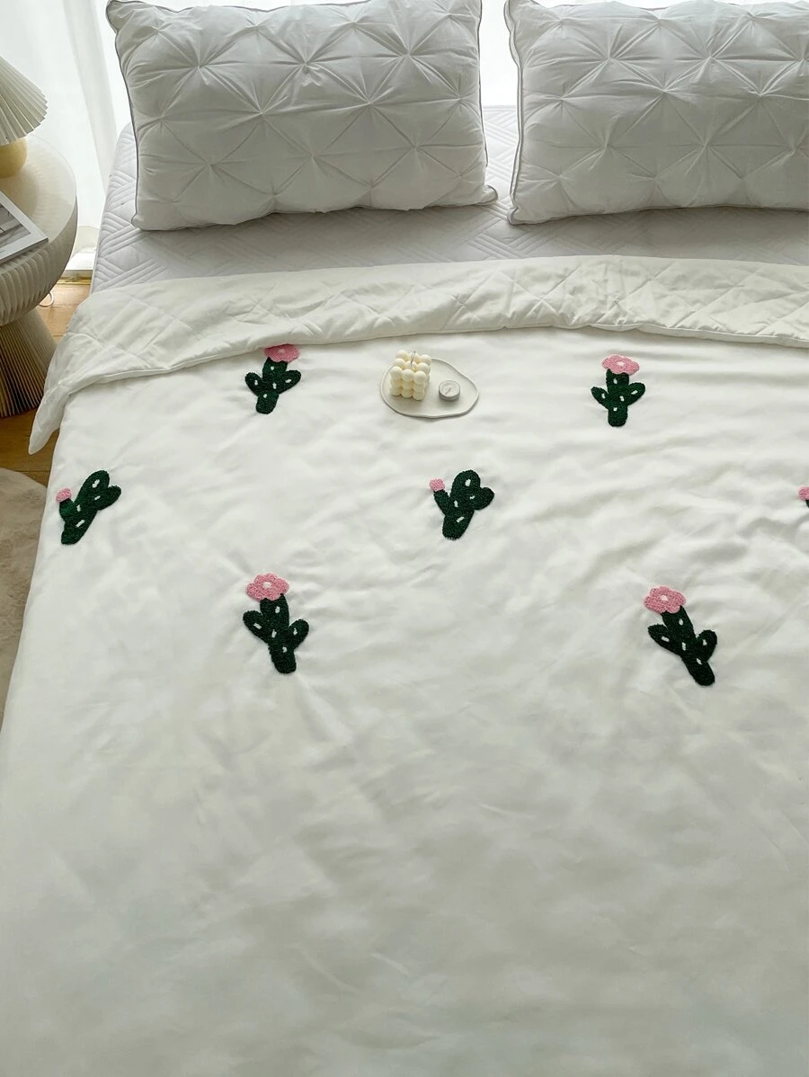 Colcha cactus con bordado - Blanco - Ver 1