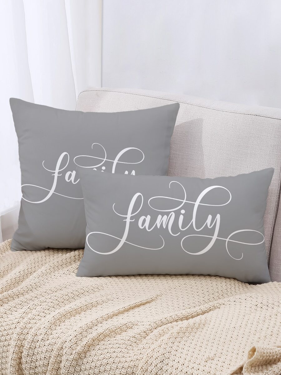 1pc Letter Graphic Cushion Cover Without Filler - Multicolor - View 1