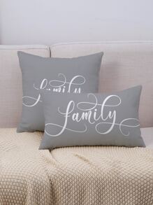 1pc Letter Graphic Cushion Cover Without Filler - Multicolor - View 4