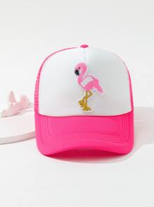 Cute 1pc Women Fashion Best Sequin Flamingo Patched Trucker Hat - Hot Pink - View 1