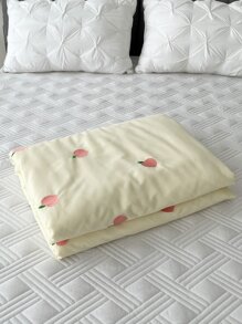 Peach Embroidered Quilted Bedspread - Yellow - View 2