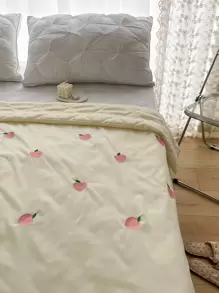 Peach Embroidered Quilted Bedspread - Yellow - View 6