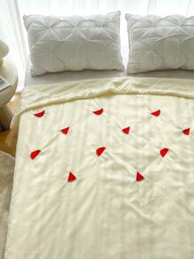 Watermelon Embroidered Quilted Bedspread - Yellow - View 1