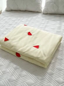 Watermelon Embroidered Quilted Bedspread - Yellow - View 2