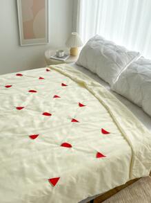 Watermelon Embroidered Quilted Bedspread - Yellow - View 4