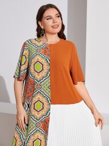 Mulvari Vestido túnico con estampado geométrico fruncido panel - Multicolor - Ver 6