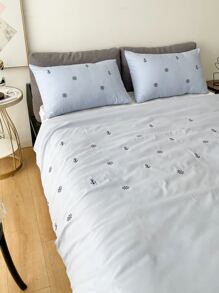 Anchor Embroidered Duvet Cover Set Without Filler - Blue - View 4