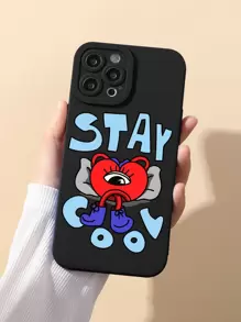 Cartoon Graphic Phone Case - Black - View 1