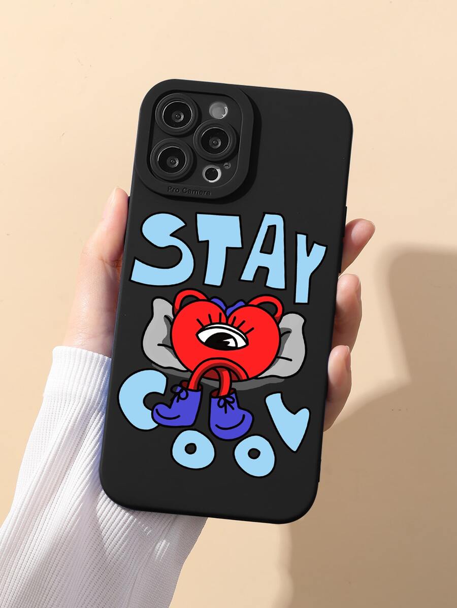 Cartoon Graphic Phone Case - Black - View 1