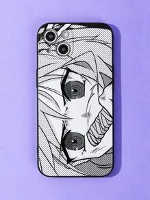 ROMWE Anime Cartoon Figure Graphic Phone Case - Black - View 1