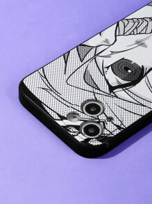 ROMWE Anime Cartoon Figure Graphic Phone Case - Black - View 2
