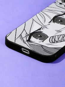 ROMWE Anime Cartoon Figure Graphic Phone Case - Black - View 3