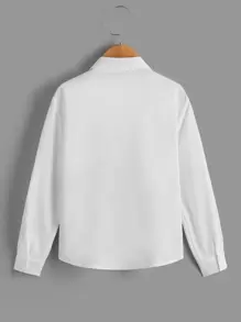 SHEIN Casual Eenkleurig Tweedelige jongen outfit Zak Voorpand met Knoopjes