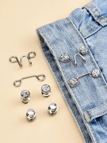 2 Sets-White Waist Buckle, Button, Clamp, Clothing Accessories