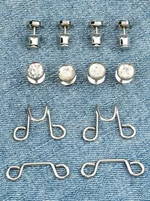 2 Sets-White Waist Buckle, Button, Clamp, Clothing Accessories