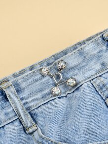 2 Sets-White Waist Buckle, Button, Clamp, Clothing Accessories