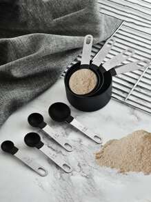 8 piezas de acero inoxidable Taza medidora & Set cuchara - Negro - Ver 5