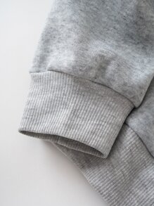 SHEIN EZwear Abstract Figure And Slogan Graphic Thermal Lined Sweatshirt - Grey - View 3