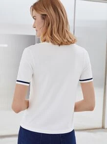 MOTF PREMIUM VISCOSE NAUTICAL KNIT TOP - White - View 3