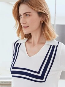 MOTF PREMIUM VISCOSE NAUTICAL KNIT TOP - White - View 7