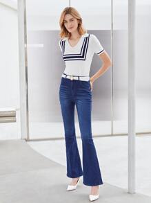 MOTF PREMIUM VISCOSE NAUTICAL KNIT TOP - White - View 10