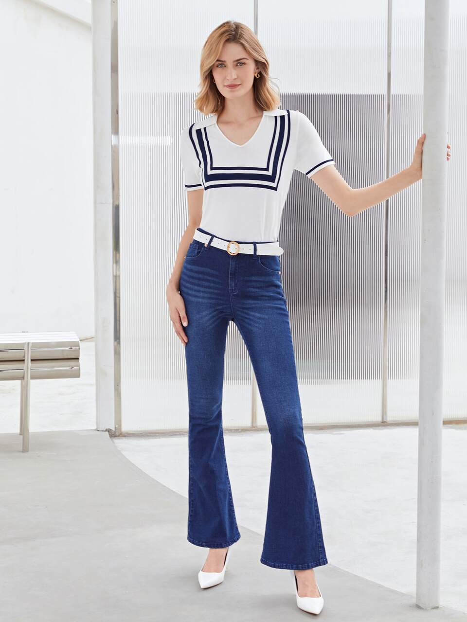 VISCOSE NAUTICAL KNIT TOP
