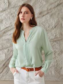 MOTF PREMIUM STRAIGHT FIT POPOVER SHIRT - Mint Green - View 2