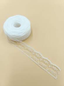 1pc/10yards White & Black Lace Trim, DIY Clothing, Hat, Craft, Embroidery Lace Ribbon, Bow Decor, Gift Box Packaging - White - View 8