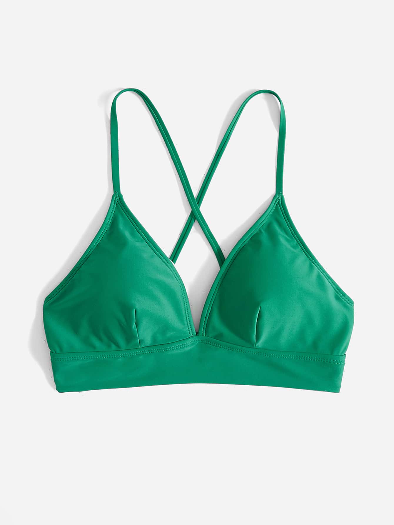 Crisscross Back Bikini Top, For Summer Beach Vacation - Green - View 1