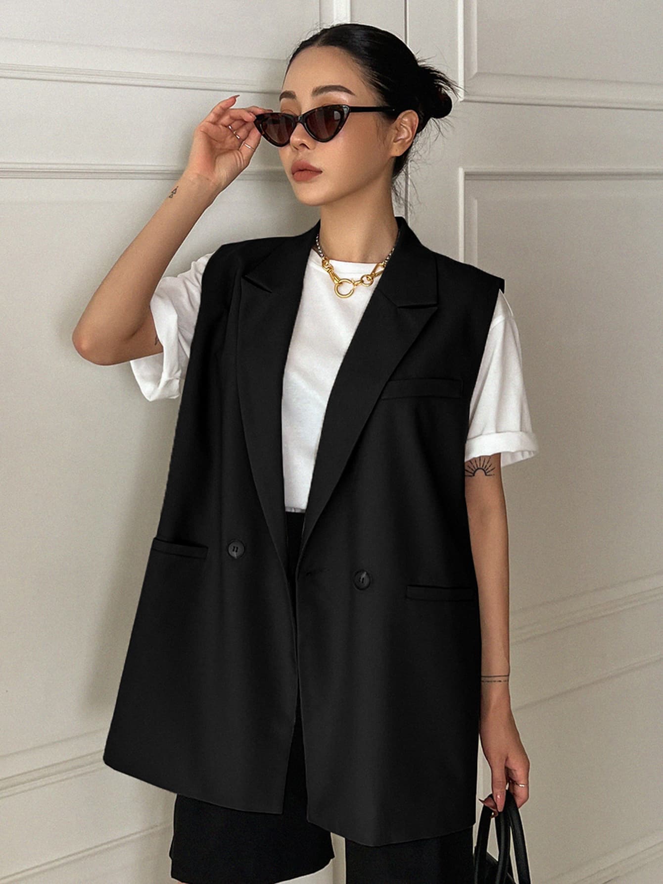 Autumn Business Casual Solid Color Vest Western Outfits For Women