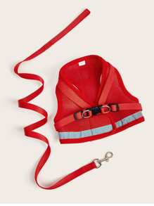 1入組極簡風格寵物背帶&1条皮带 - 紅色 - 查看 3