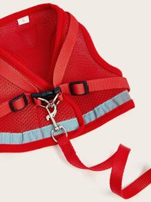 1入組極簡風格寵物背帶&1条皮带 - 紅色 - 查看 4