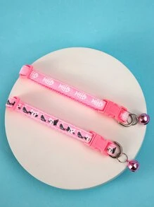 2入組魚骨和貓樣式寵物項圈套裝 - 粉色 - 查看 1