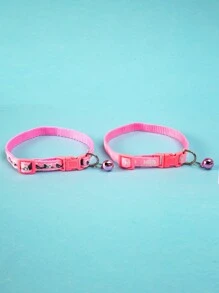 2入組魚骨和貓樣式寵物項圈套裝 - 粉色 - 查看 2