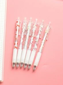 MOKA 6pcs Cartoon Animal Print Gel Pen - White - View 1