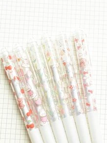 MOKA 6pcs Cartoon Animal Print Gel Pen - White - View 5