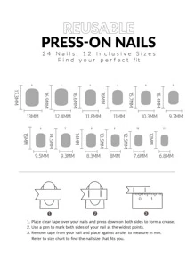 ROMWE Kawaii 24pcs Short Square Faux Pearl Decor Fake Nail - Multicolor - View 5