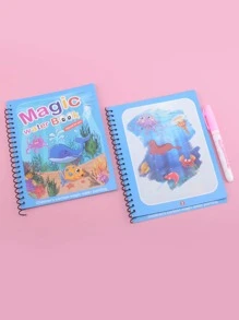 可重複使用著色書魔法水畫書繪畫繪畫玩具兒童早教玩具 - 彩色 - 查看 10