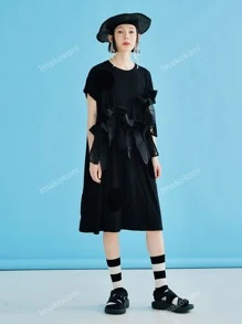 Bow Front Solid Dress