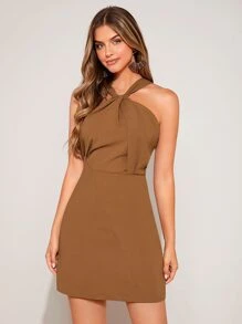 SHEIN BAE Twist Front Cami Dress - Khaki - View 1