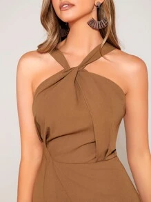 SHEIN BAE Twist Front Cami Dress - Khaki - View 6