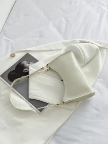 Waterproof,Lightweight,Business Casual,Foldable Crocodile Embossed Bag For Teen Girls Women College Students,Rookies & White-Collar Workers Perfect For Office,College,Work ,Business,Commute - Beige - View 2