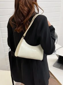 Waterproof,Lightweight,Business Casual,Foldable Crocodile Embossed Bag For Teen Girls Women College Students,Rookies & White-Collar Workers Perfect For Office,College,Work ,Business,Commute - Beige - View 3