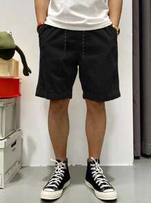 Manfinity Homme Herren Schrägtasche Drawstring Elastische Taille Übergroße Shorts