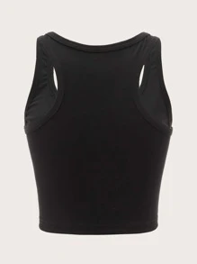 ROMWE Grunge Punk Camiseta de tirantes sólida, escolar - Negro - Ver 2