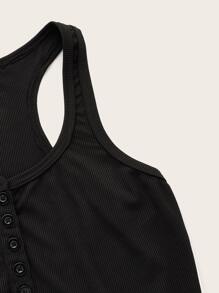 ROMWE Grunge Punk Camiseta de tirantes sólida, escolar - Negro - Ver 3