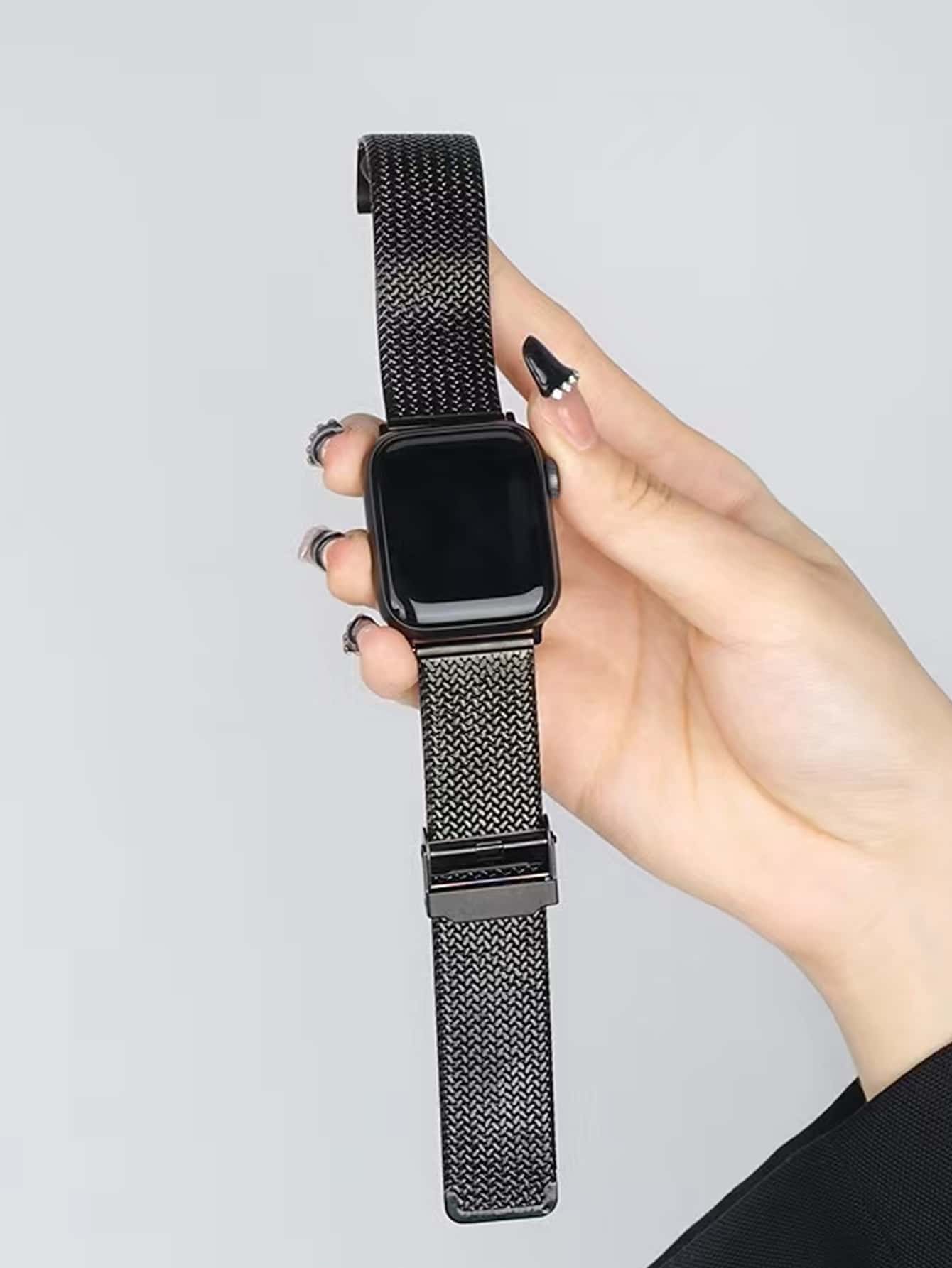 Stainless Steel Watchband Compatible With Apple Watch - Black - View 1
